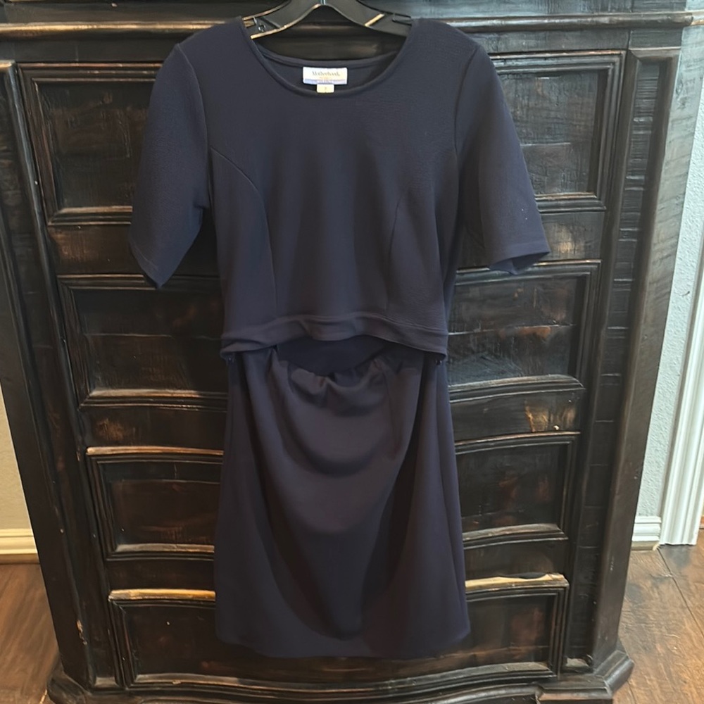 Motherhood Maternity Nursing Dark Blue Midi Dress